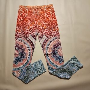Zohra Leggings Women's One Size Multicolor Mandala Skinny Tapered Leg Panrs NEW